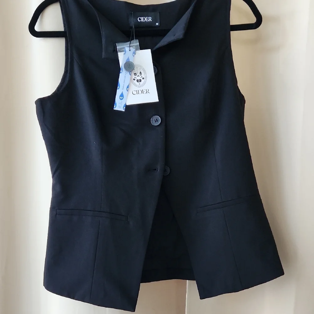 Cider | Black Button Down Vest - Picture 2 of 7